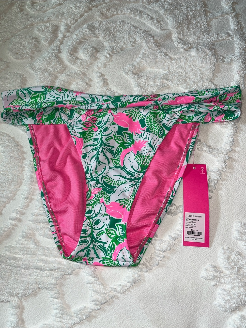 Lilly Pulitzer Pink, Green & White Floral Bikini Bottom